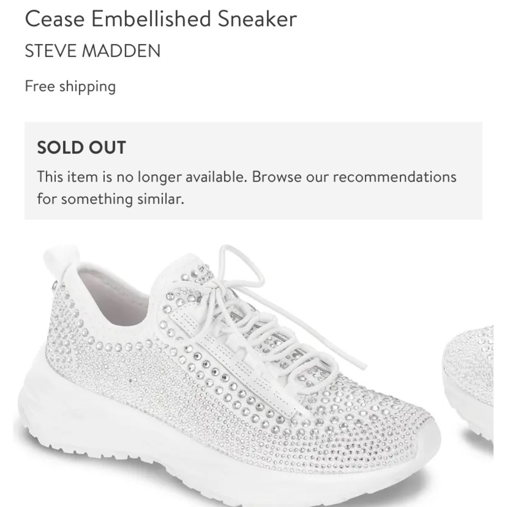 Steve Madden Cease Rhinestone White Sneakers